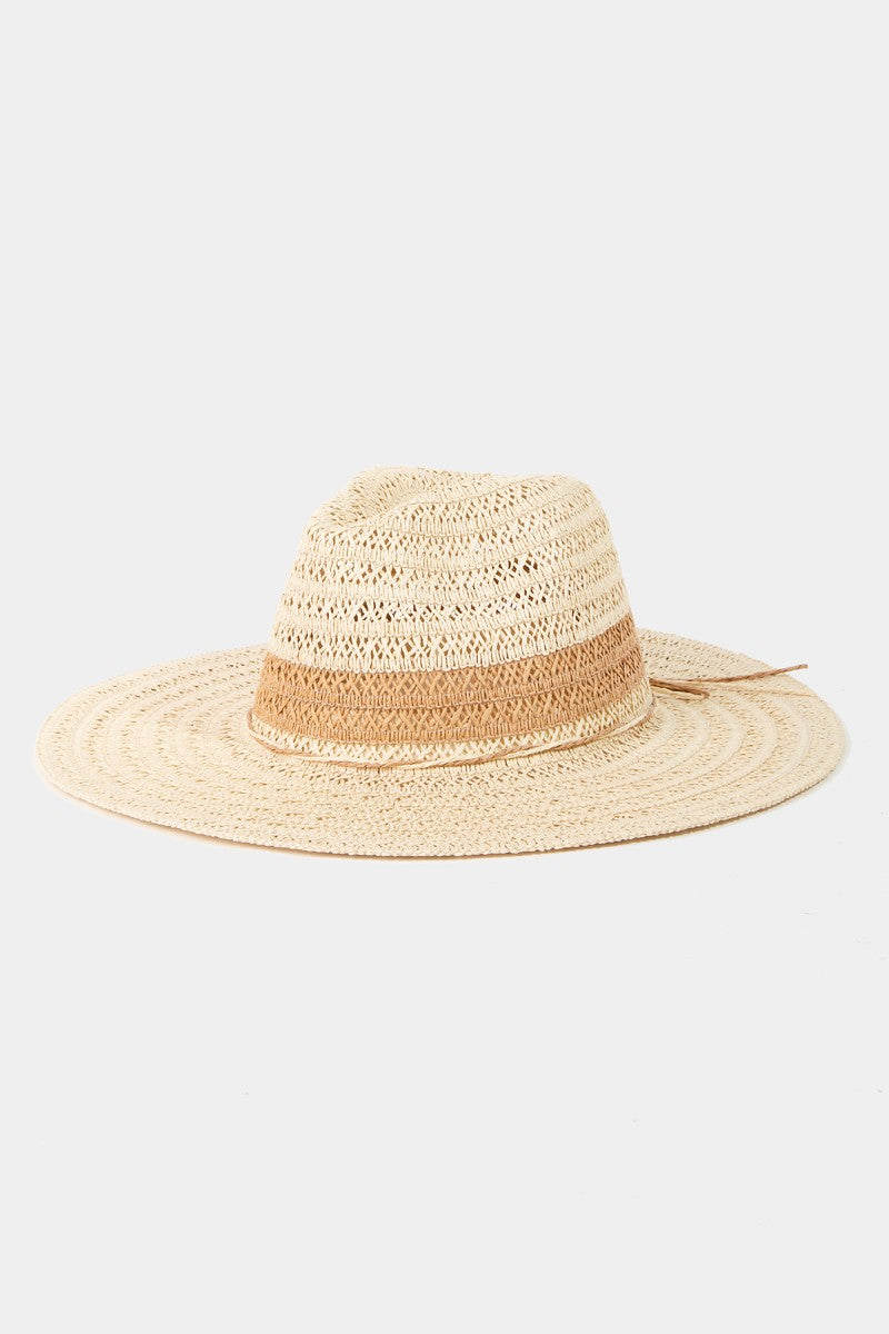 Fame Contrast Straw Braided Sun Hat